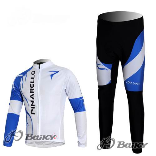 Pinarello Maillot blanco azul mangas larga